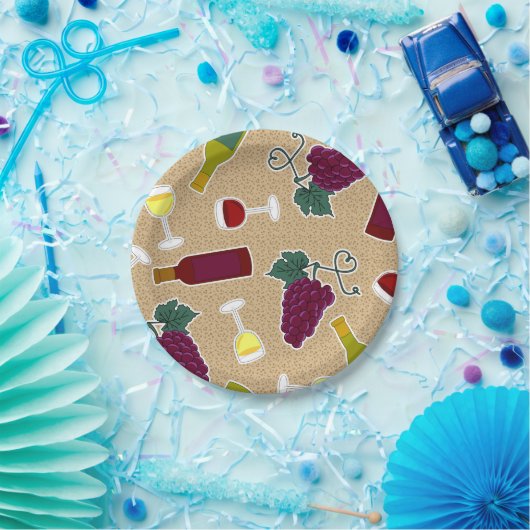 Wein-Liebhaber-Muster Pappteller (Party)