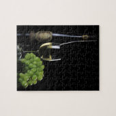Wein-Liebhaber-Weiß-Wein-Flaschenglas-Trauben Puzzle (Horizontal)