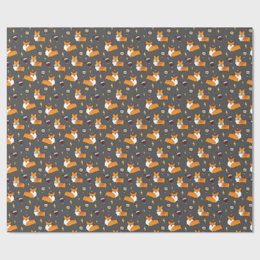 Wein-Liebhabercorgi-"Minimuster-" Packpapier (Flach)