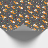 Wein-Liebhabercorgi-"Minimuster-" Packpapier (Ecke)