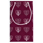 Wein Lila & Silberherz Gemusterte Geschenktasche Kleine Geschenktüte (Rückseite)