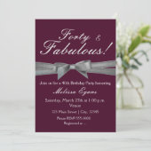 Wein Lila Silberschwanz Party Chic Event Einladung (Stehend Vorderseite)