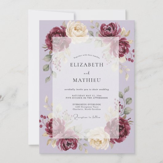 Wein-Lilien-Hochzeit Einladung (Vorderseite)