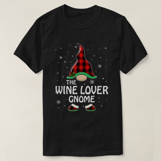 Wein Lover Gnome Buffalo Kariert Matching Family C T-Shirt (Design vorne)
