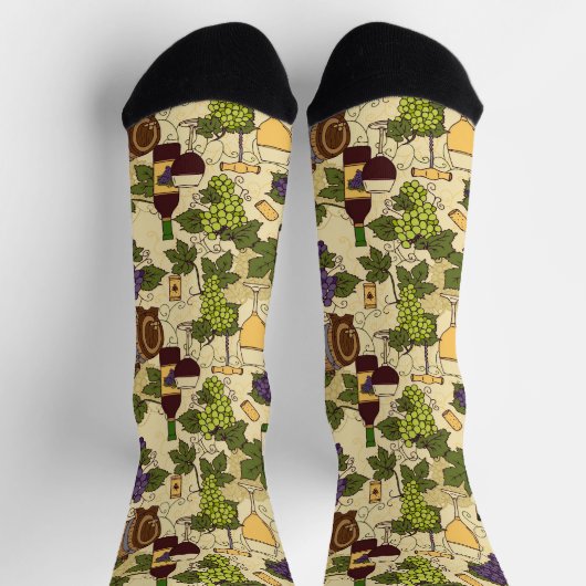 Wein Lover Trauben und Wein Gemustert Socken (Oben)