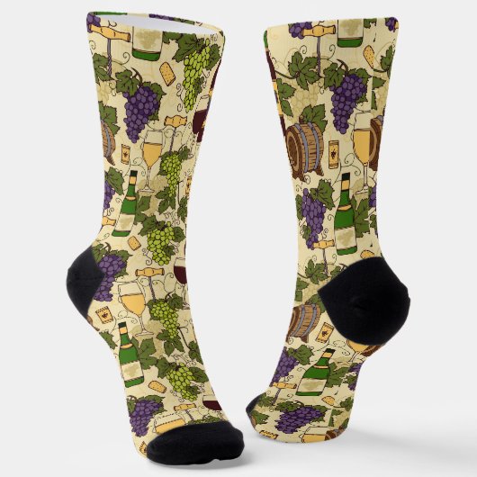 Wein Lover Trauben und Wein Gemustert Socken (Gewinkelt)