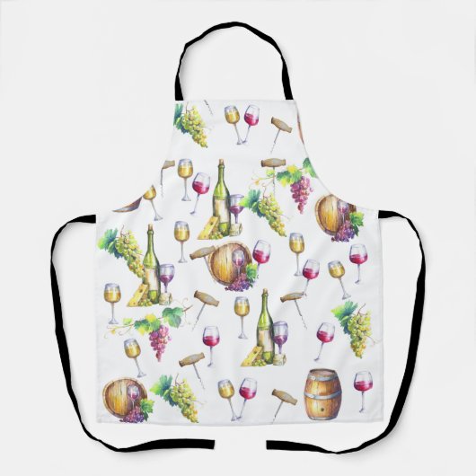 Wein Lover Weinkeller Weißes rotes Muster Schürze (Vorderseite)
