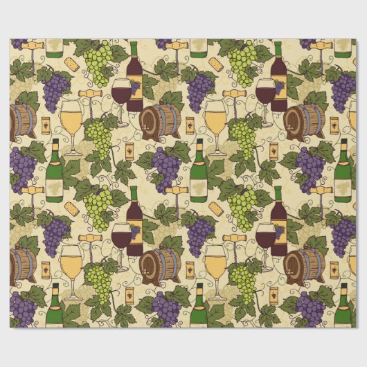 Wein Lover Weintrauben Gemustert Geschenkpapier (Flach)