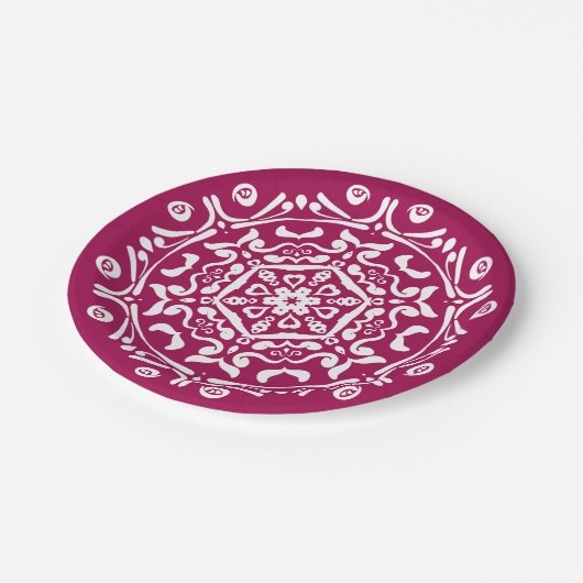 Wein Mandala Pappteller (Schrägansicht)