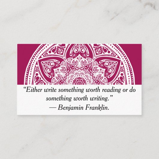 Wein Mandala Visitenkarte (Rückseite)