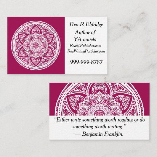 Wein Mandala Visitenkarte (Vorne/Hinten)