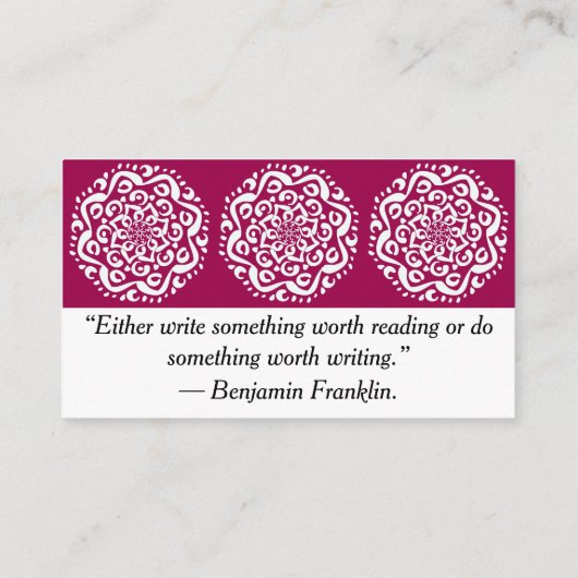 Wein Mandala Visitenkarte (Rückseite)