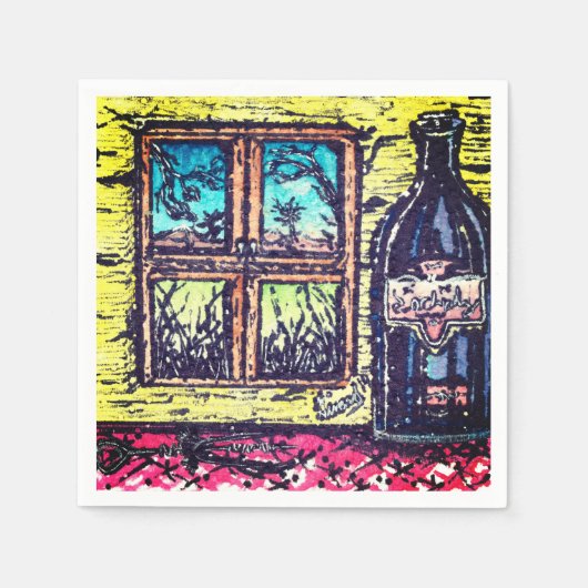 Wein mit Aussicht Serviette (Vorderseite)