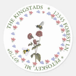 WEIN MIT Blume Adressetikett Runder Aufkleber