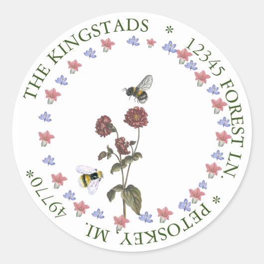 WEIN MIT Blume Adressetikett Runder Aufkleber (Vorderseite)