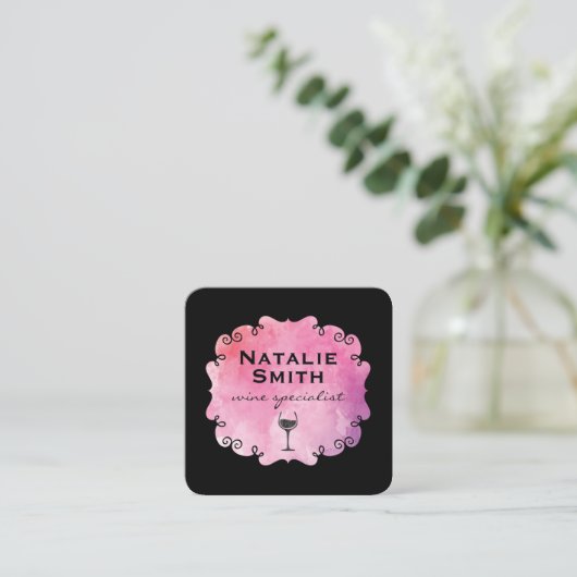 Wein mit extravagantem Etikett Quadratische Visitenkarte (Stehend Vorderseite)