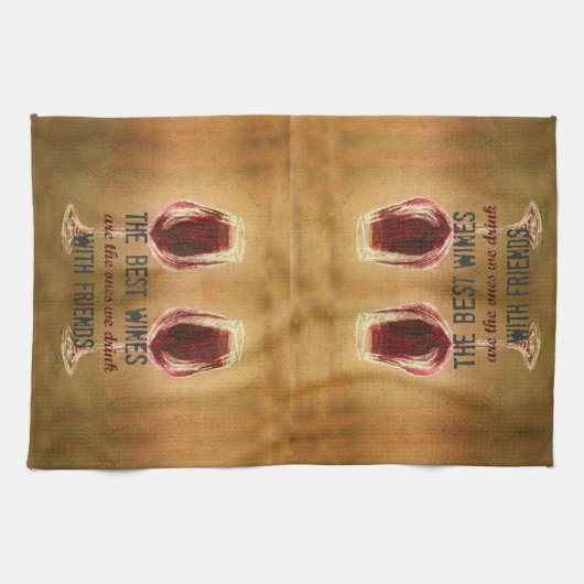 Wein mit Freund-Geschirrtüchern Handtuch (Horizontal)