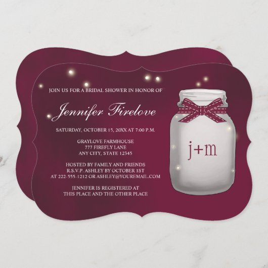 Wein-mit Monogramm Einladung (Vorne/Hinten)