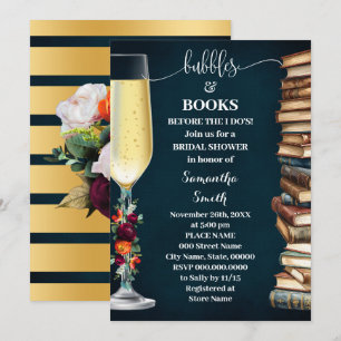 Wein Navy Blasen & Buch Bevor ich Bridal Shower ma Einladung