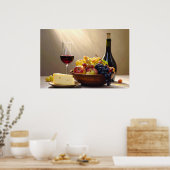 Wein, Obst und Käse Poster (Küche)