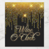 Wein O'Clock Gold Glitz Weinetikett (Einzelnes Label)