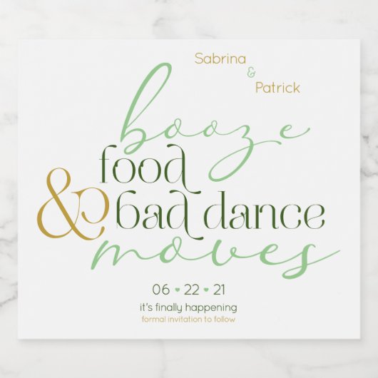 Wein oder Bier | Green Boost Food Bad Dance Moves Schaumweinetikett (Einzelnes Label)