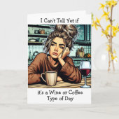 Wein oder Kaffee | Funny Friendship Karte (Gelbe Blume)