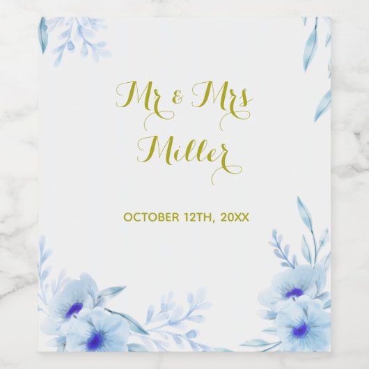 Wein oder Sparkling Weinflaschen Etikett Blumenzeh (Einzelnes Label)