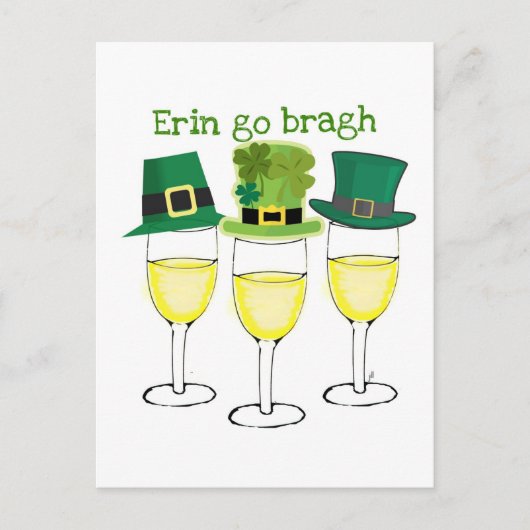 WEIN PARTY ERIN GO BRAGH ST. PATRICKS DAY EINLADUNGSPOSTKARTE (Vorderseite)