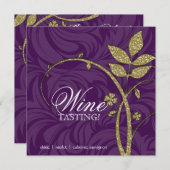 Wein Party Verkostung des Lila Goldenen Leaf Glitz Einladung (Vorne/Hinten)