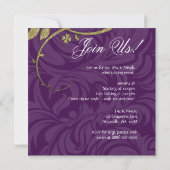 Wein Party Verkostung des Lila Goldenen Leaf Glitz Einladung (Rückseite)