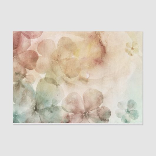 Wein Pfau Grün und Creme Große Blume Seidenpapier (Vorderseite)