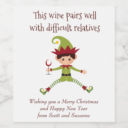 Wein pflegt gut mit schwierigen Verwandten Funny Weinetikett (Einzelnes Label)
