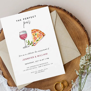 Wein & Pizza Perfektes Paar Verlobungsfeier Einladung