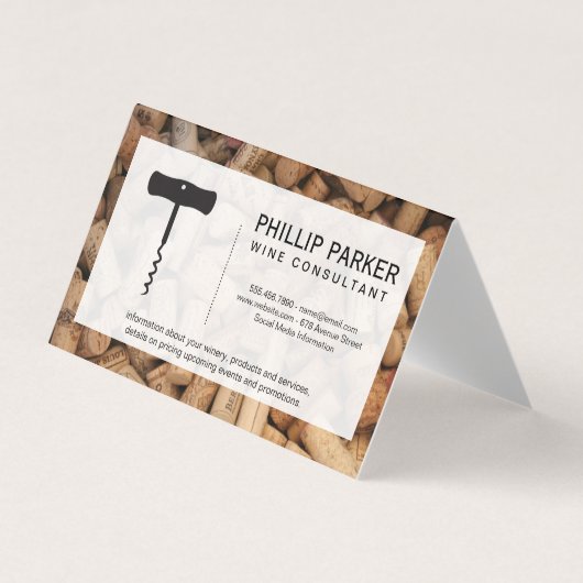 Wein | Rahmen mit Korkschraube (Korkstapel) Visitenkarten (Vorderseite)