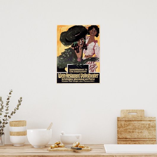 WEIN Restaurant Volkstheater 1908 Alte Deutsche An Poster (Küche)