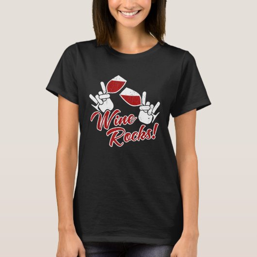 Wein Rocks Drinken Spaß T-Shirt (Vorderseite)