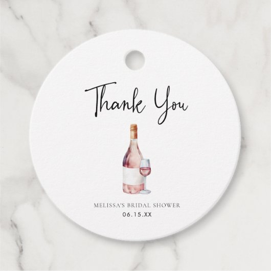 Wein Rosa Brautparty Geschenkanhänger (Vorderseite)