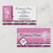 Wein-rosa weiße Stickerei-Rosen-Geschäfts-Karten Visitenkarte (Vorne/Hinten)