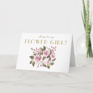 Wein Rose Bouquet Werden Sie mein Blumenmädchen? Einladung