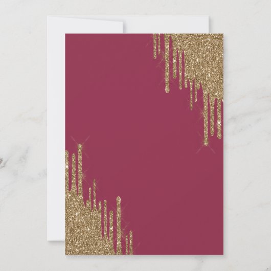 Wein Rose Glitzer Tropfen Brunch Blase Einladung (Rückseite)