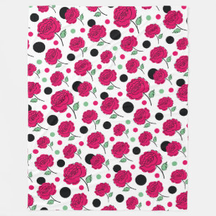 Wein-Rosé-Grün-Punkte-Grafikmuster Modern Fleecedecke