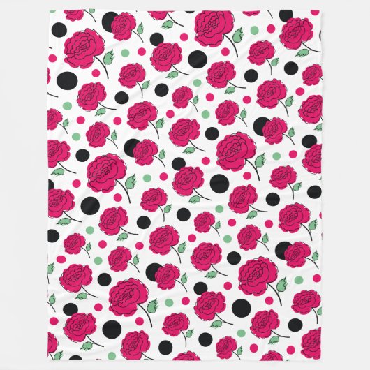 Wein-Rosé-Grün-Punkte-Grafikmuster Modern Fleecedecke (Vorderseite)