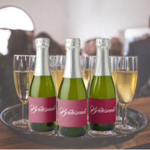 Wein Rot Stilisierte SkriptWedding Bridesmaid Schaumweinetikett