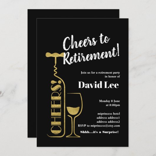 Wein, Ruhestand bejubeln, Einladung (Vorne/Hinten)