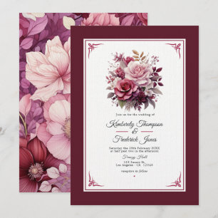 Wein-Schattierungen Florale Hochzeitseinladung Einladung