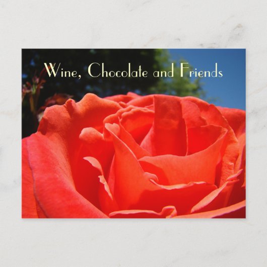 Wein Schokolade & Freunde Postkarten Rote Rose Blu (Vorderseite)