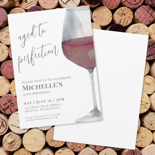 Wein Simple Fünfzigster 50. Geburtstagsparty Einladung