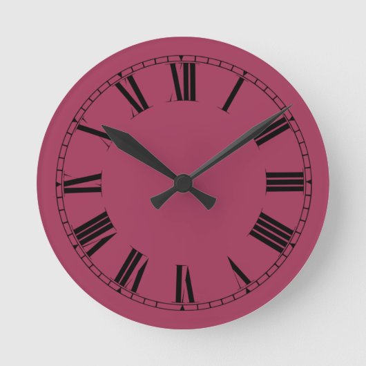 Wein-Solid-Farbe Runde Wanduhr (Vorderseite)