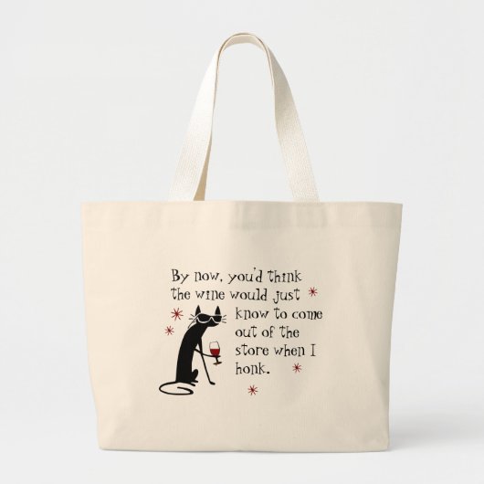 Wein sollte ein lustiges Zitat mit schwarzer Katze Jumbo Stoffbeutel (Vorne)